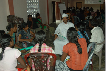 A religious leader meets the local people