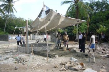 Restoration work on an old well