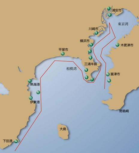 図1 東京湾～伊豆下田クルージングマップ