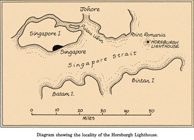 ホースバーグ灯台の位置を示した古い地図