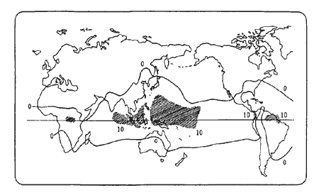 世界各地の温暖湿潤指標図