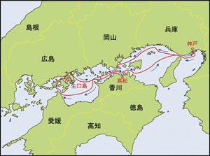 「せとうち・感動体験クルーズ」の航路図