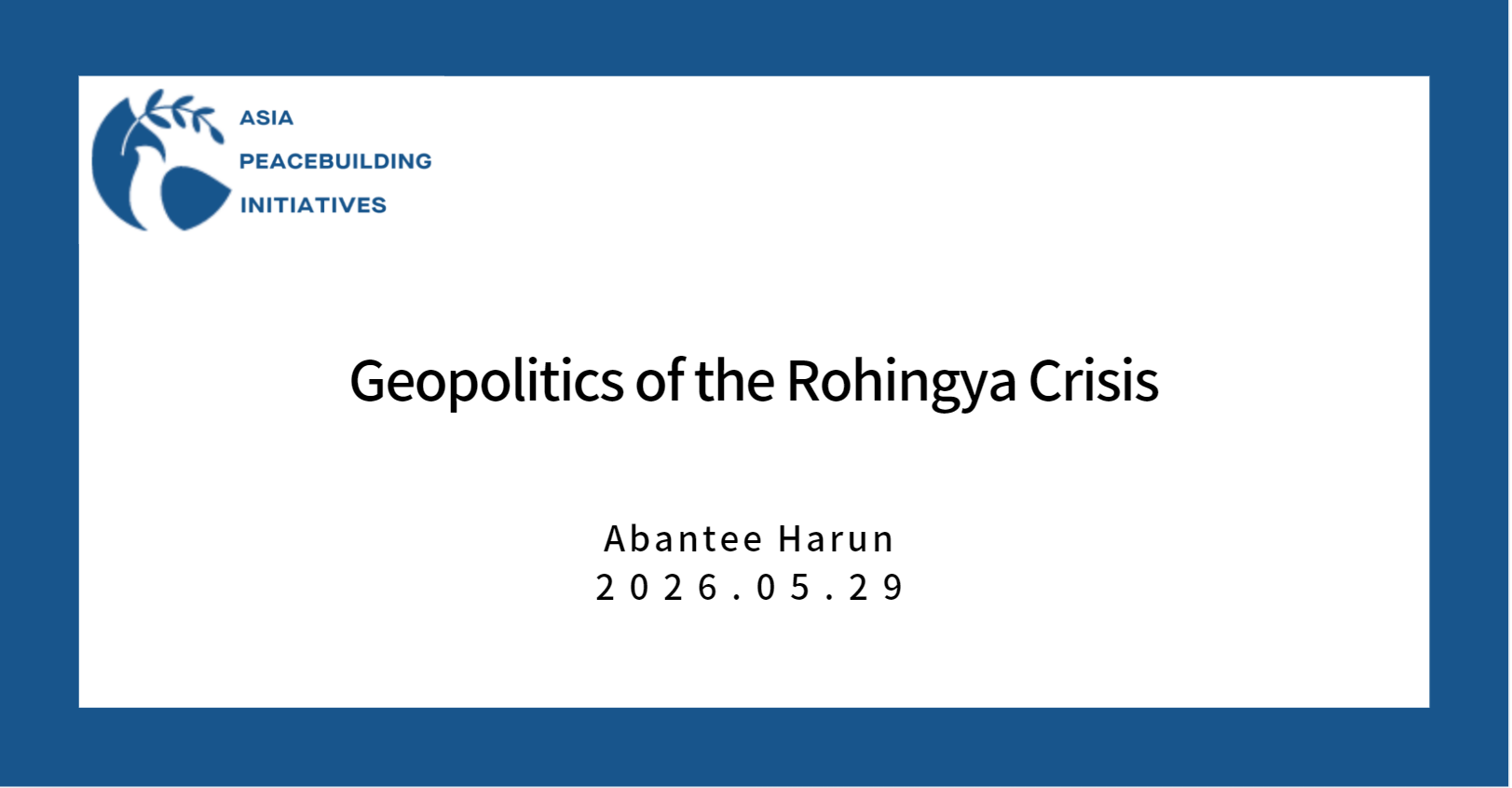 Geopolitics of the Rohingya Crisis