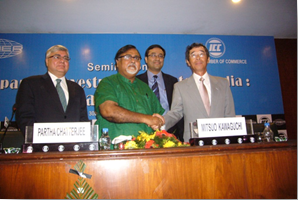 H.E. Mitsuo Kawaguchi, Consul General of Japan, Kolkata shaking hands with Minister Chatterjee