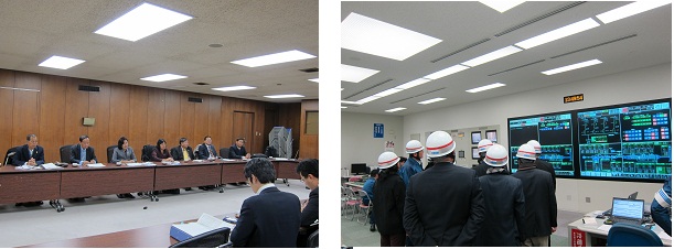 日本のエネルギー政策について説明を受ける（資源エネルギー庁）[左] 　　東京電力川崎火力発電所を視察 [右]