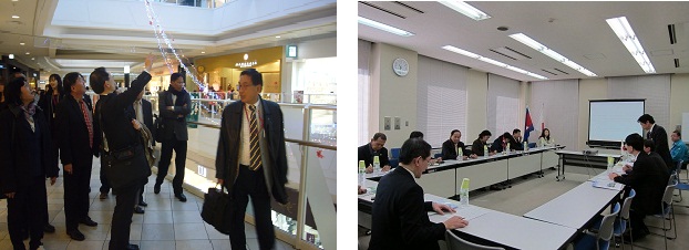 Lecture at Aeon Lake Town [Left]       Listening to a lecture on biomass power generation from Jatropha (Chugoku Power Co. Inc., Energia Economic and Technical Research Institute) [Right] 