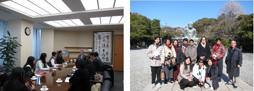 左：羽生笹川平和財団会長表敬訪問  　　        右：鎌倉視察