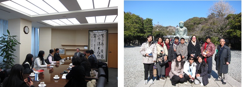 左:羽生笹川平和財団会長表敬訪問 右:鎌倉視察