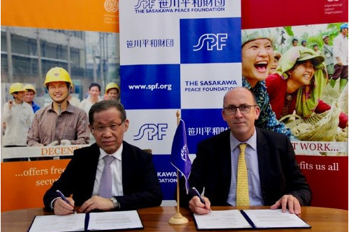 Sasakawa Peace Foundation signs a memorandum of understanding with International Labour Organization (ILO) in Myanmar