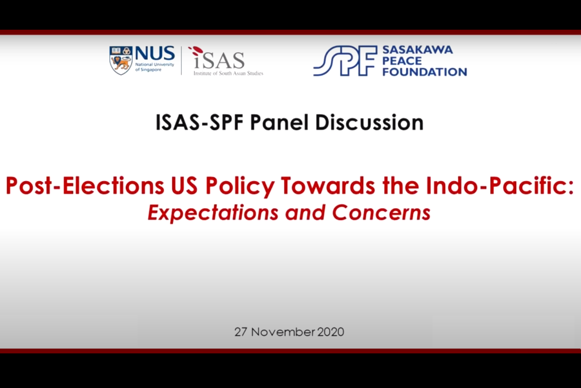 Video now available for “Post-election U.S. Policy toward the Indo-Pacific: Expectations and Concerns” event co-organized by SPF and NUS-ISAS