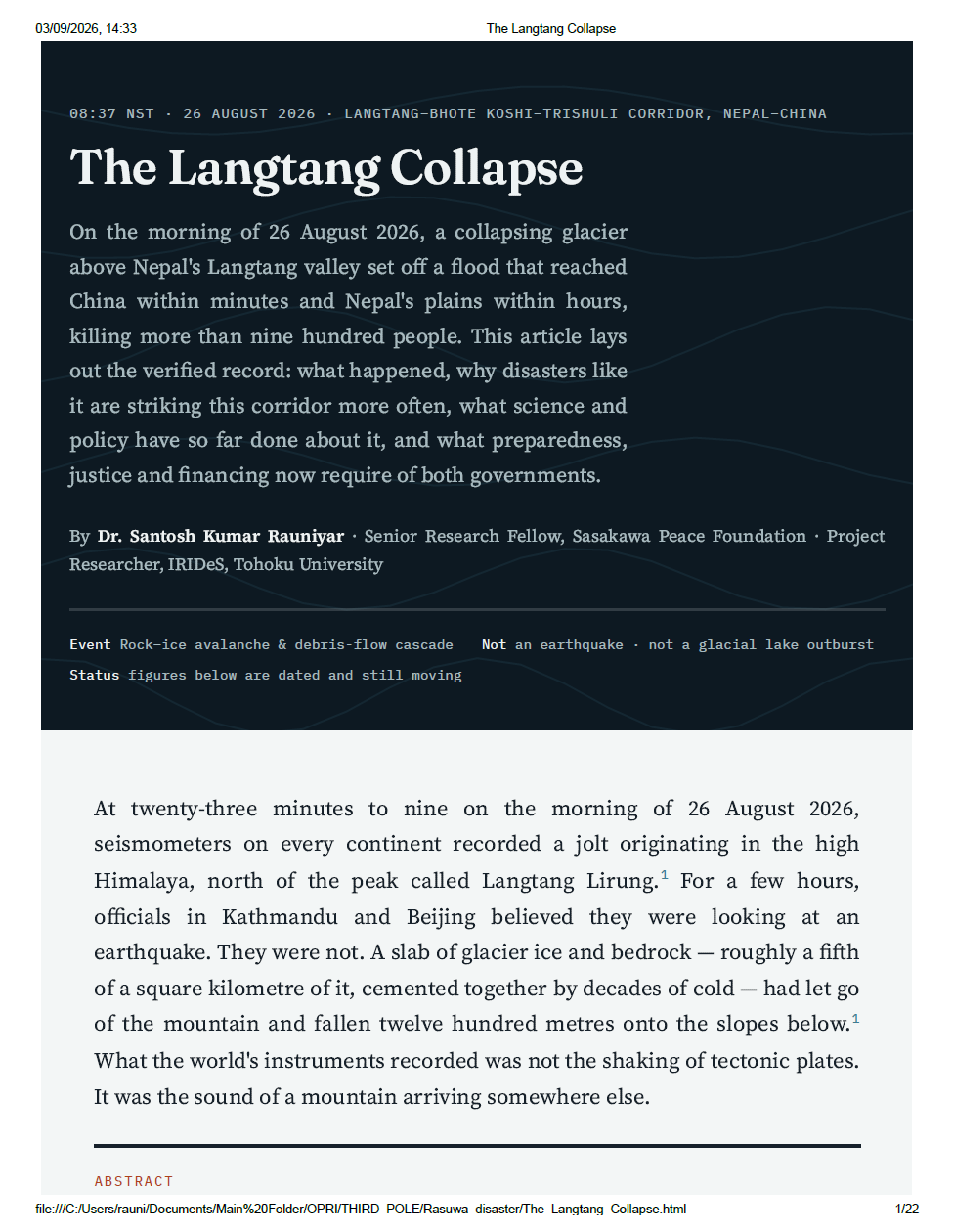 The Langtang Collapse