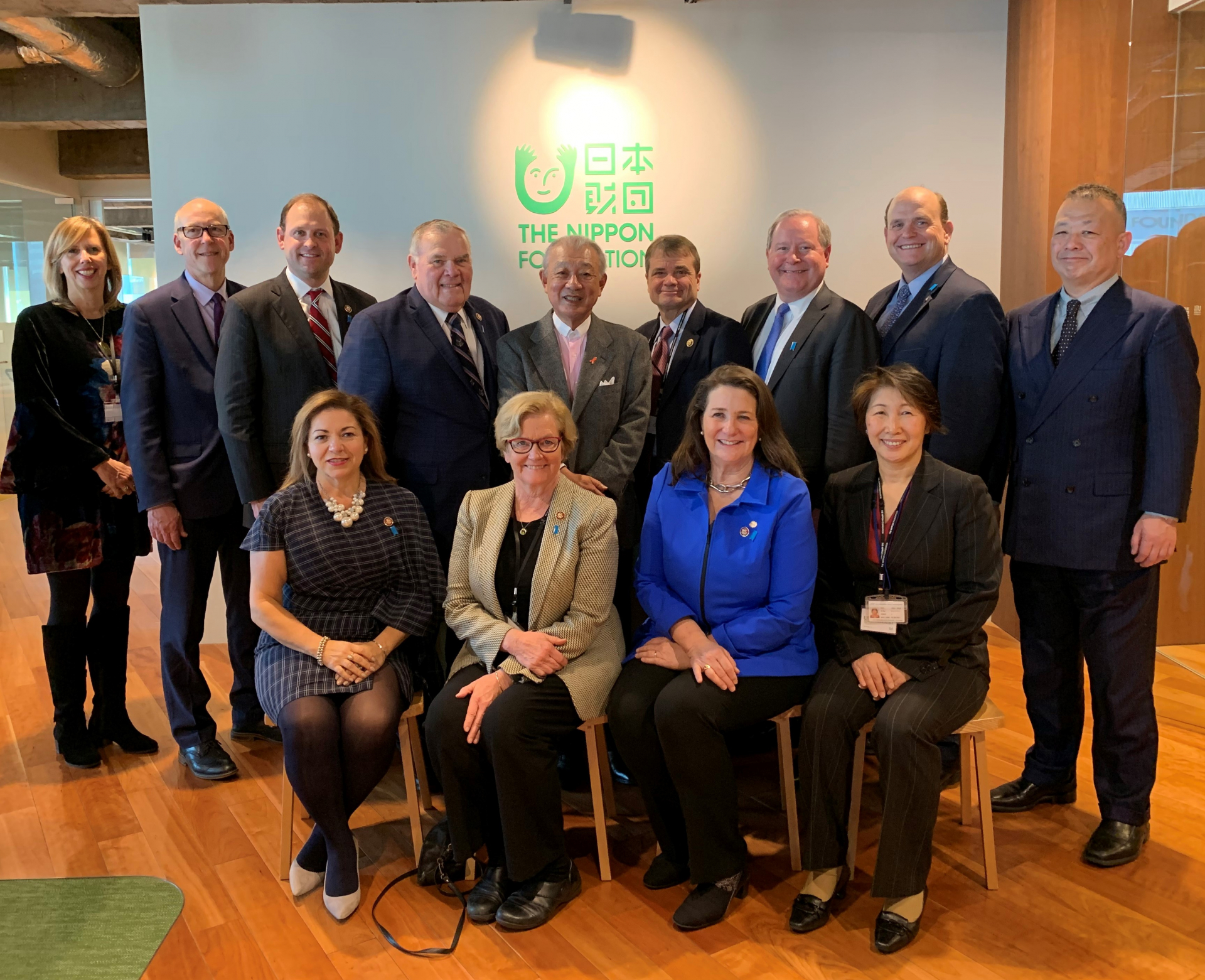 SPF Honorary Chairman Yohei Sasakawa (upper row center) with the CSGJ delegation