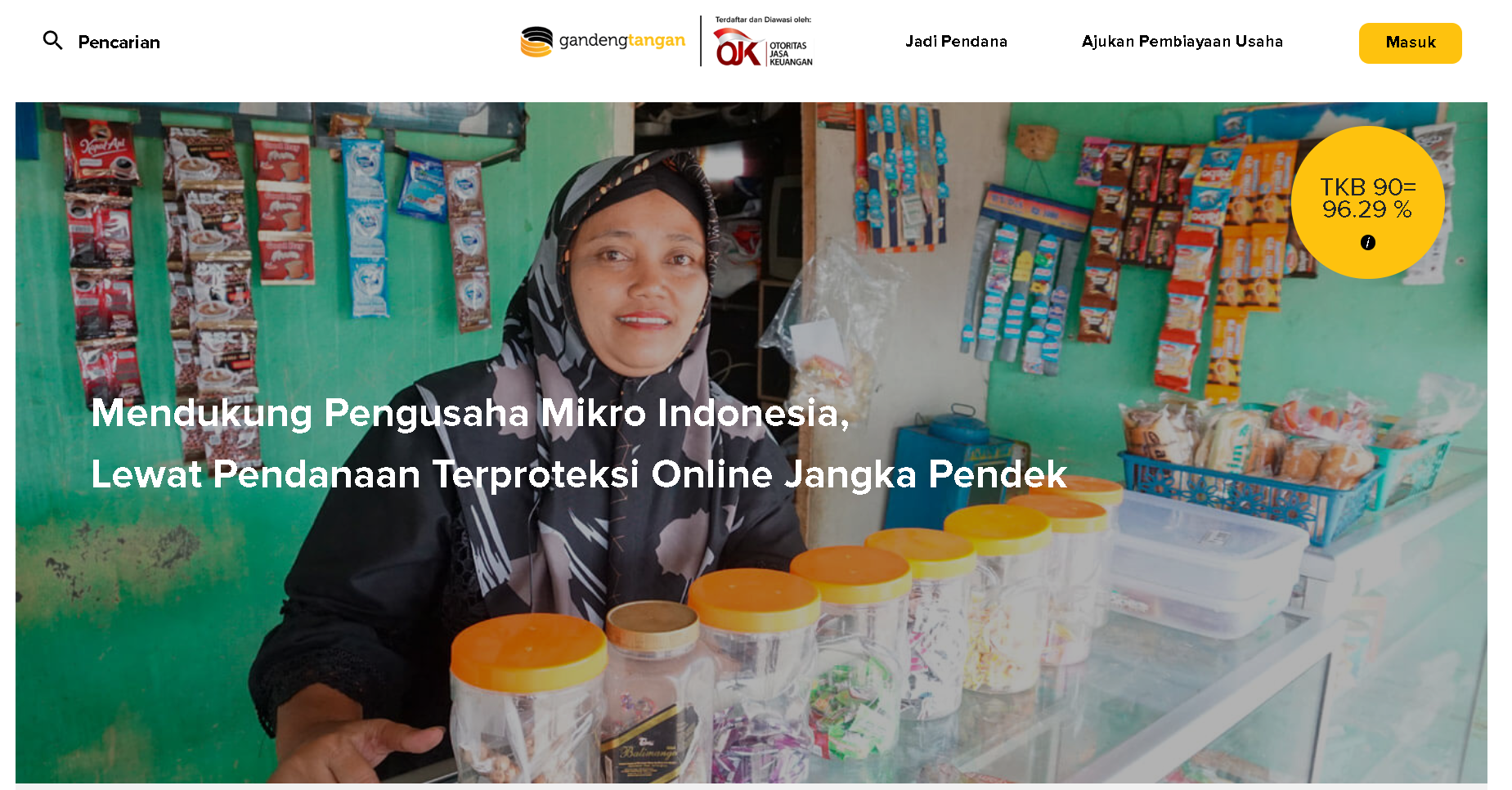 GandengTangan, an online lending platform that helps provide loans to “informal entrepreneurs” in Indonesia (Photo courtesy of https://gandengtangan.co.id/)