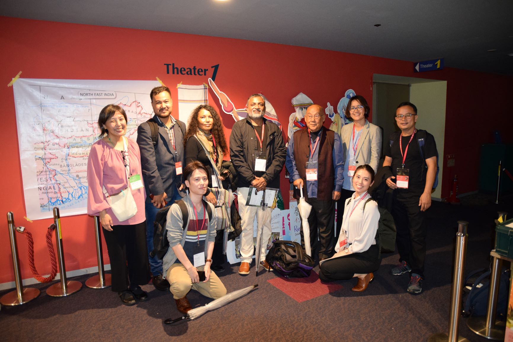 In front of the theater where the documentaries from Northeast India were screened