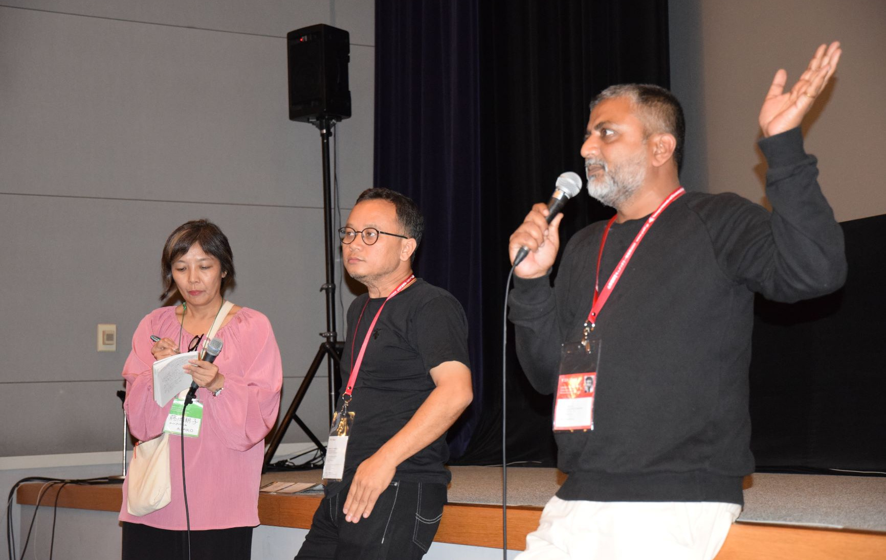 The directors engaged in conversation with the audience