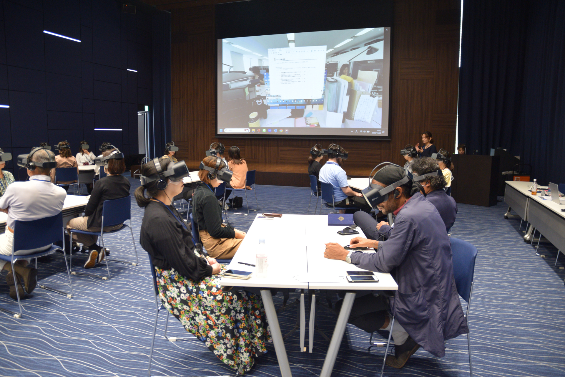 A scene from the unconscious bias training using VR headsets