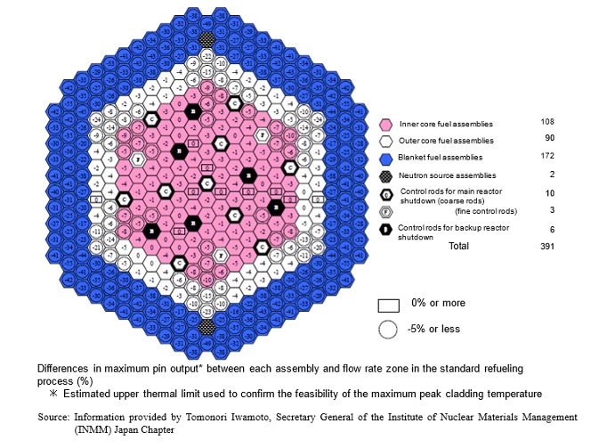 Figure 1: FBR Fuel Composition (Core Fuel Shown in Pink, Blanket Fuel in Blue)