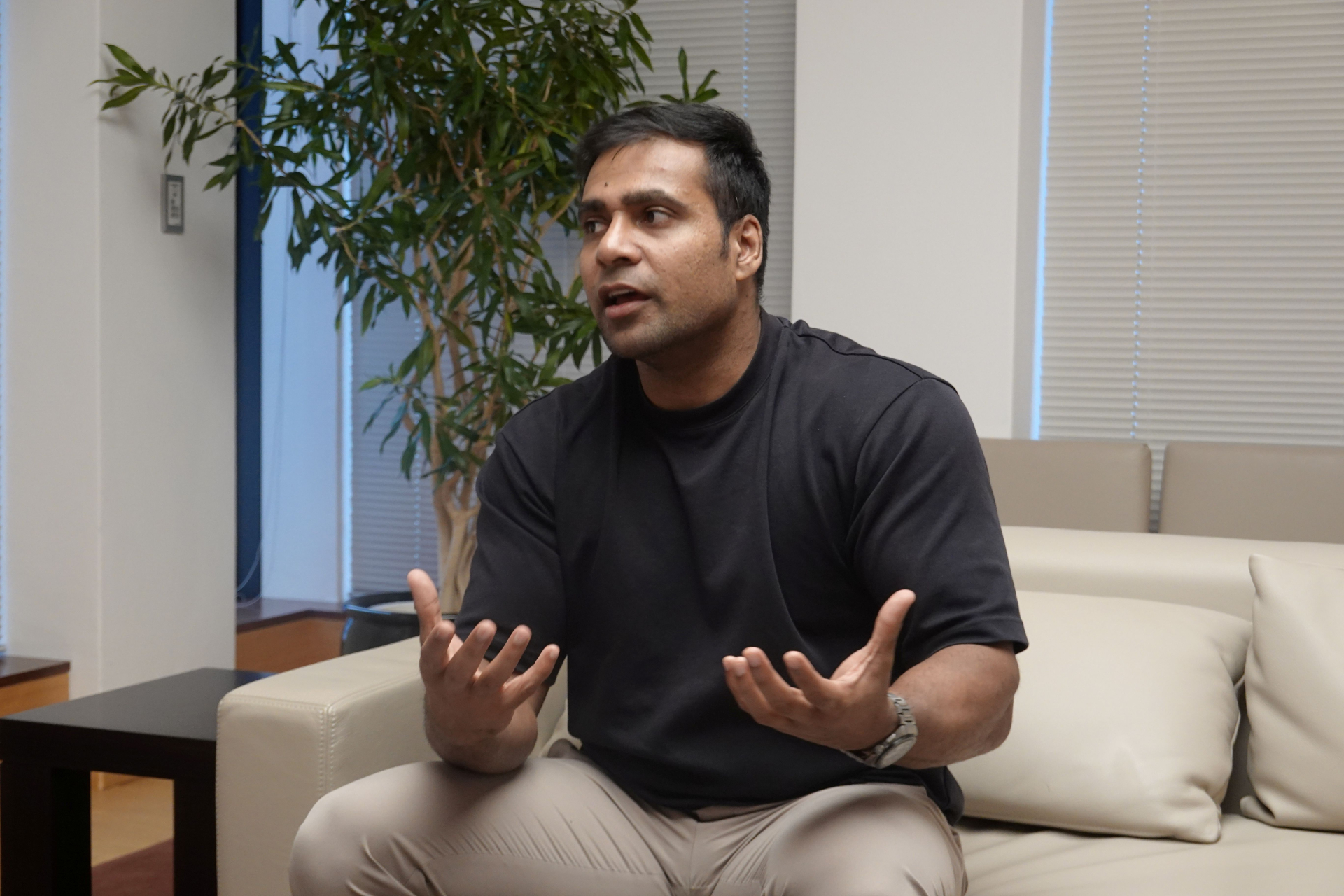 Dr. Santosh Kumar Rauniyar, Senior Research Fellow at the Sasakawa Peace Foundation's Ocean Policy Research Institute grants an interview in Tokyo on September 3.