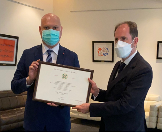 Dr. Fabrizio Bozzato, Senior Research Fellow of OPRI, was conferred the Knighthood of the Order of Star of Italy