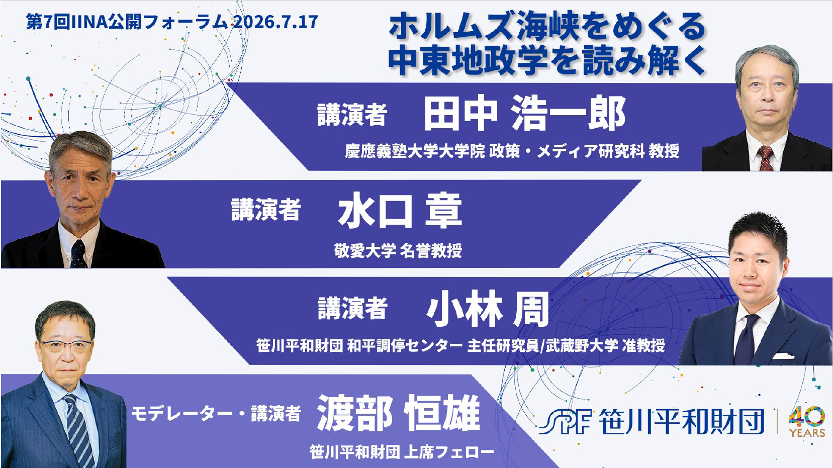 第７回IINA公開フォーラム（オンライン）「ホルムズ海峡をめぐる中東地政学を読み解く」