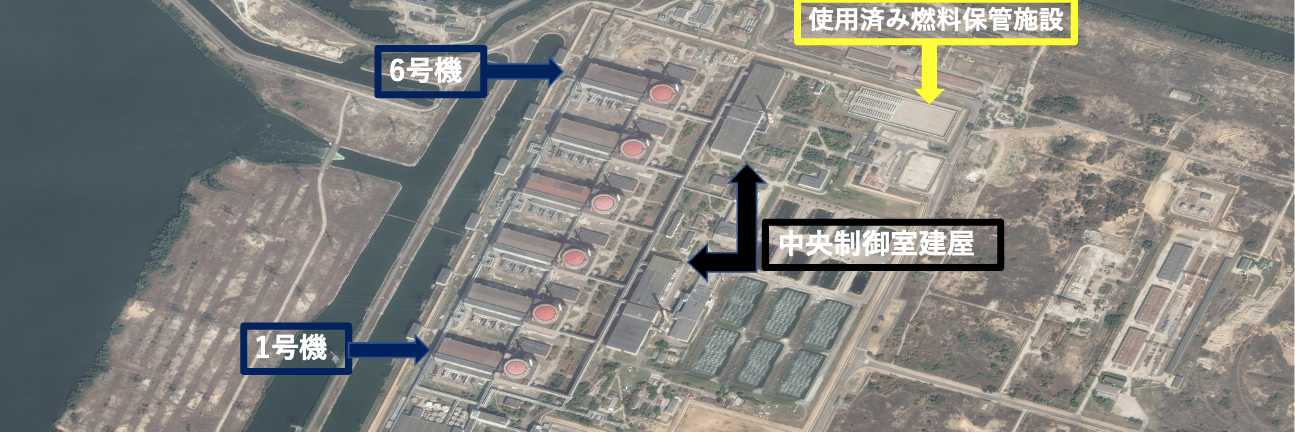 衛星画像 1：ザポリージャ原発の全景