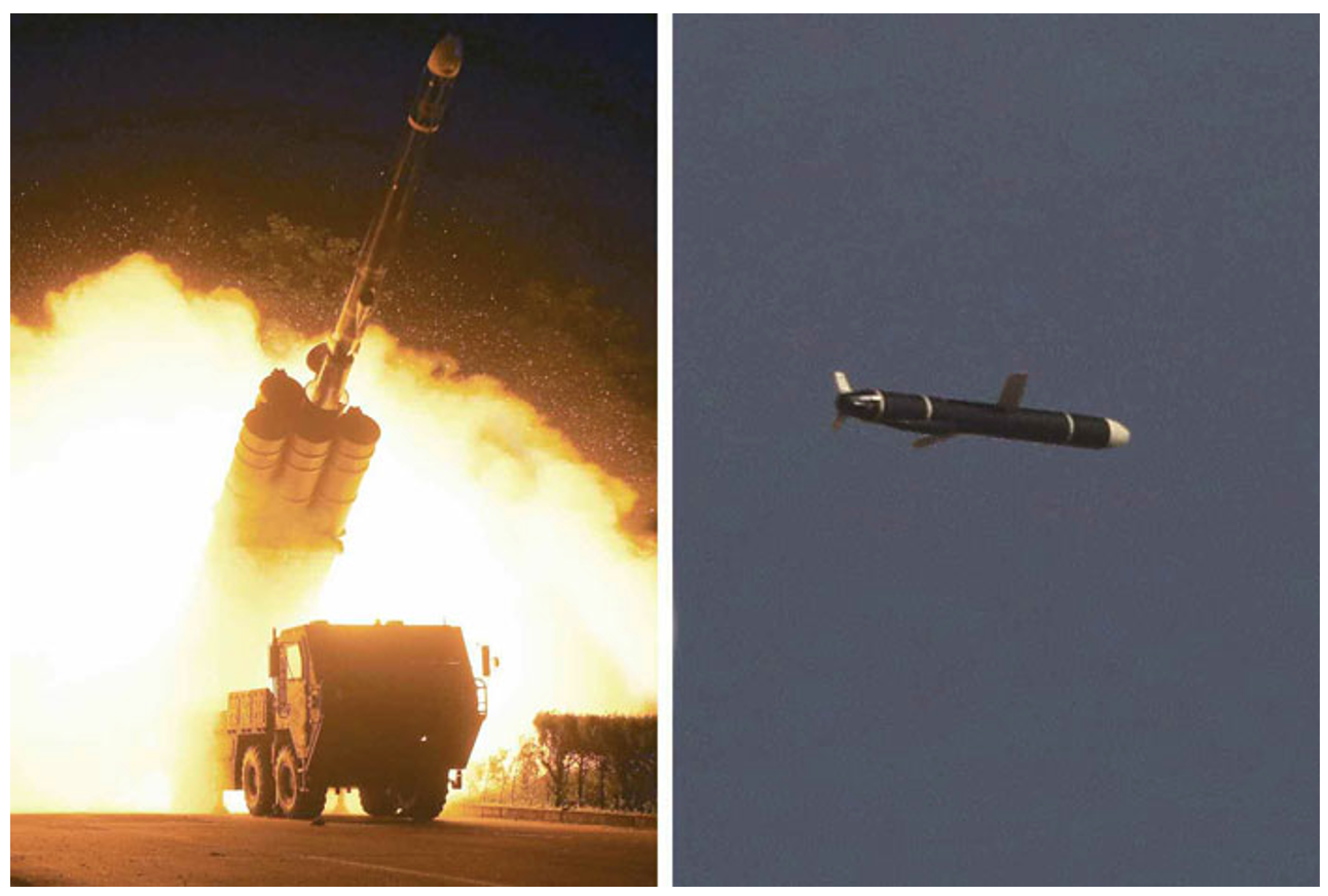 Photos released by North Korea claiming to be the test launch of a long-range cruise missile.