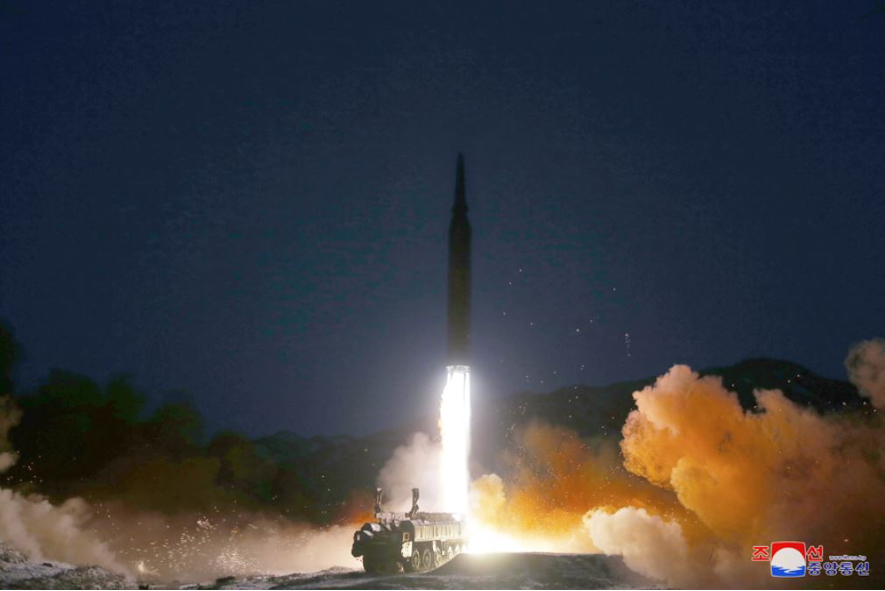 The January 11 launch of a “hypersonic missile,” as provided by North Korea. (KCNA)