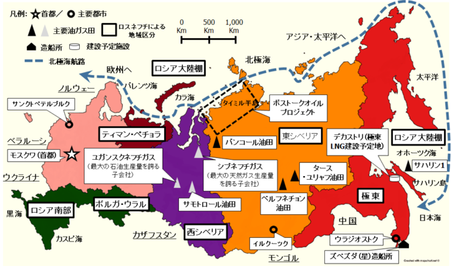 図 5：ロシアの油田、ガス田の分布