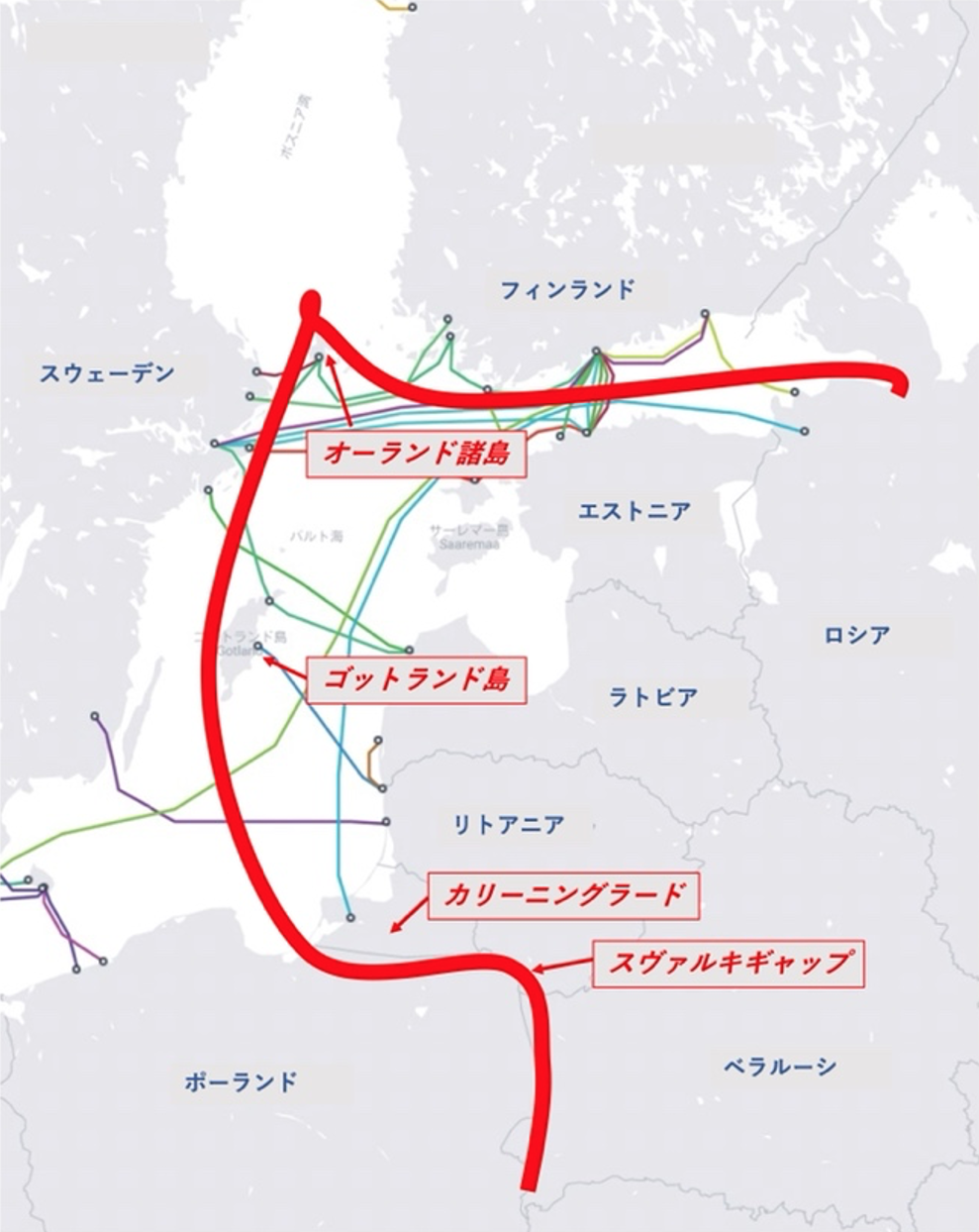 図3：ロシアの新たな前方防衛線によってバルト三国がNATOから分断される可能性