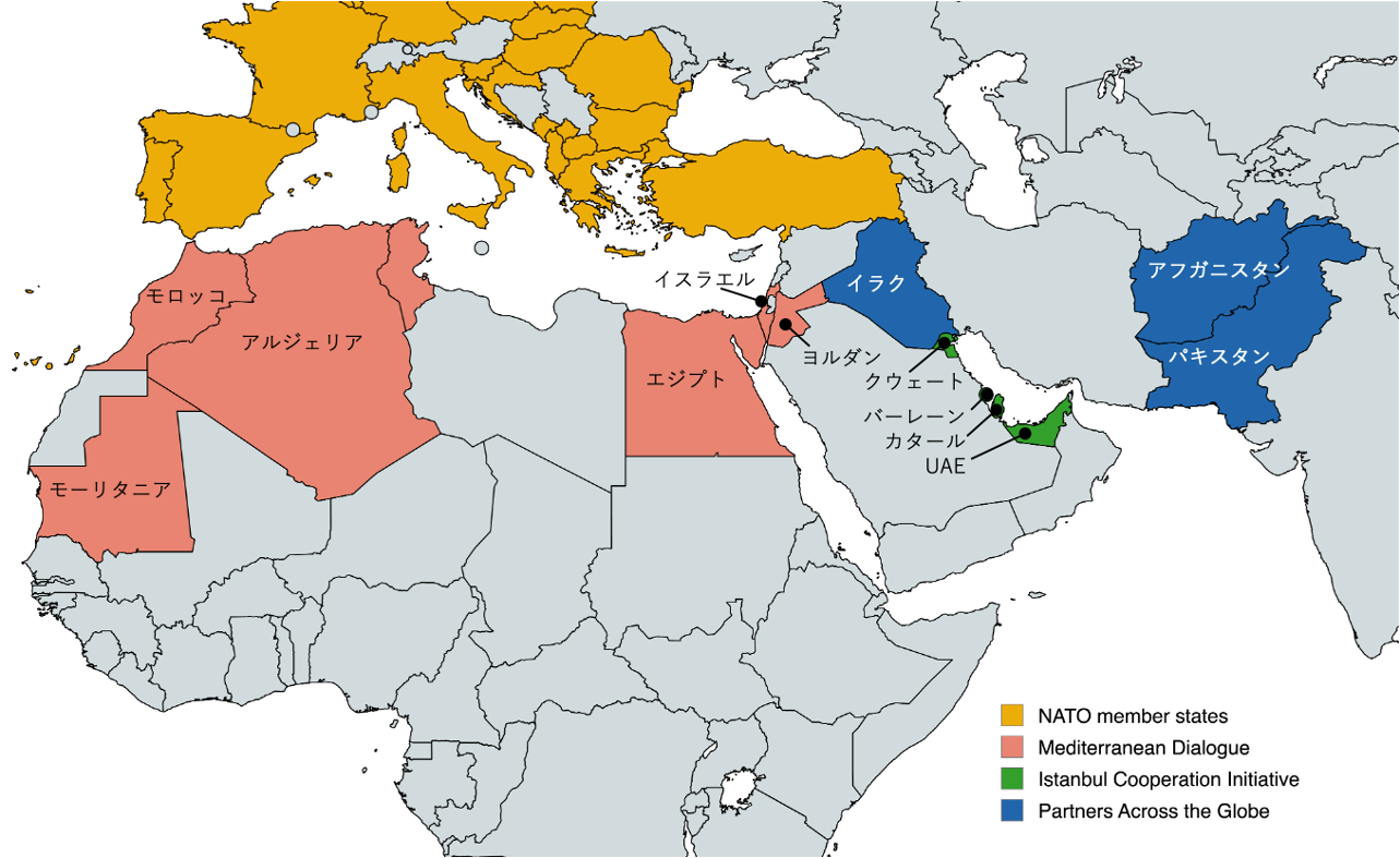 図:NATOの中東・アフリカ諸国との協力枠組み