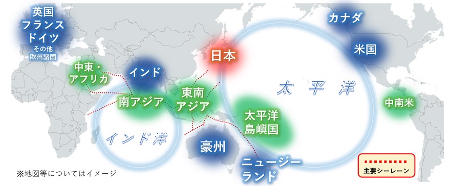 図1:日本が示すインド太平洋地域