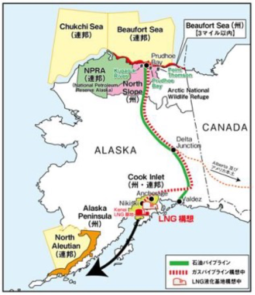 図 1:アラスカの原油・ガス分布