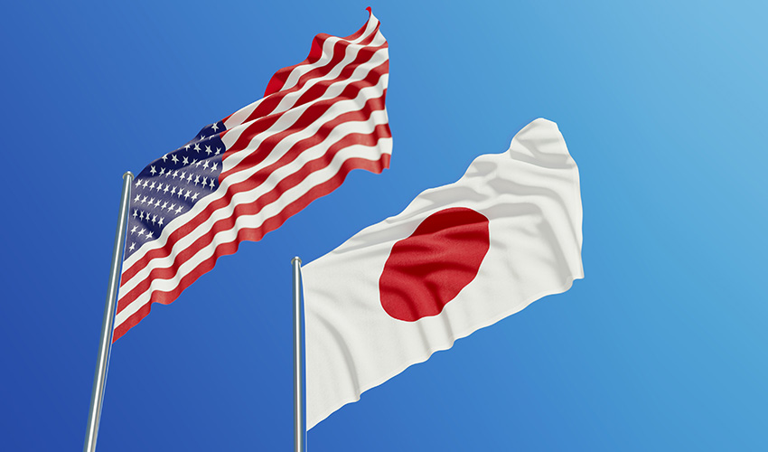 アメリカ国旗と日本国旗