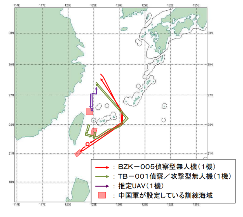 図３　中国機の行動動向（2022年8月4日）