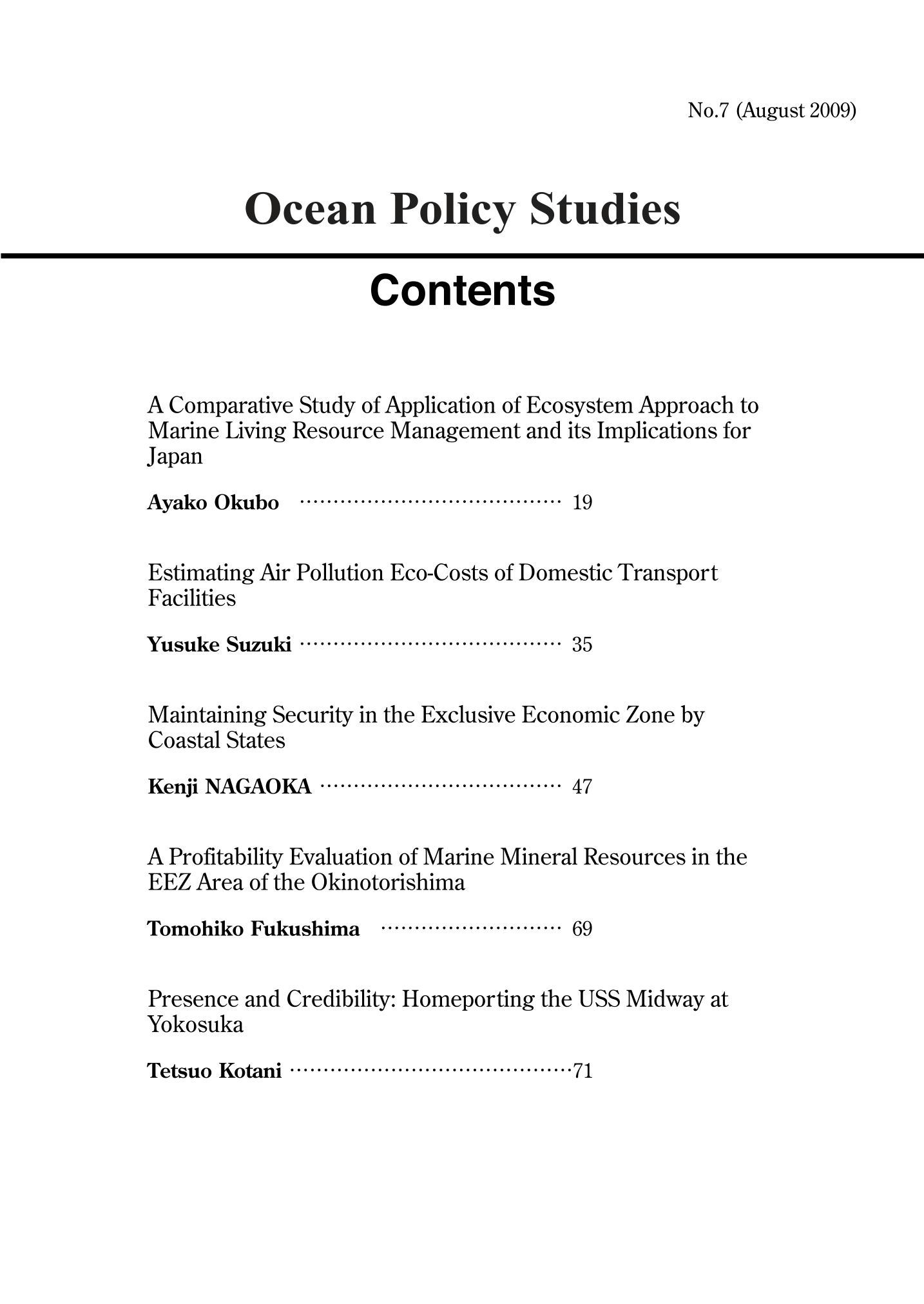 Ocean Policy Studies No.7