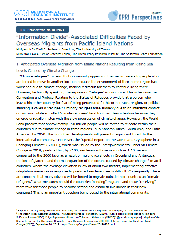 “Information Divide”-Associated Difficulties Faced by Overseas Migrants from Pacific Island Nations