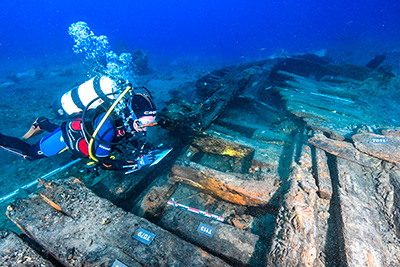 A 16th-century Venetian Republic shipwreck under excavation in Croatia