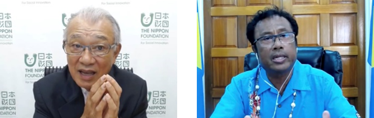 (left) Mr. Yohei Sasakawa, Chairman, The Nippon Foundation, (right) H.E. Tommy E. Remengesau, Jr., President, Republic of Palau.