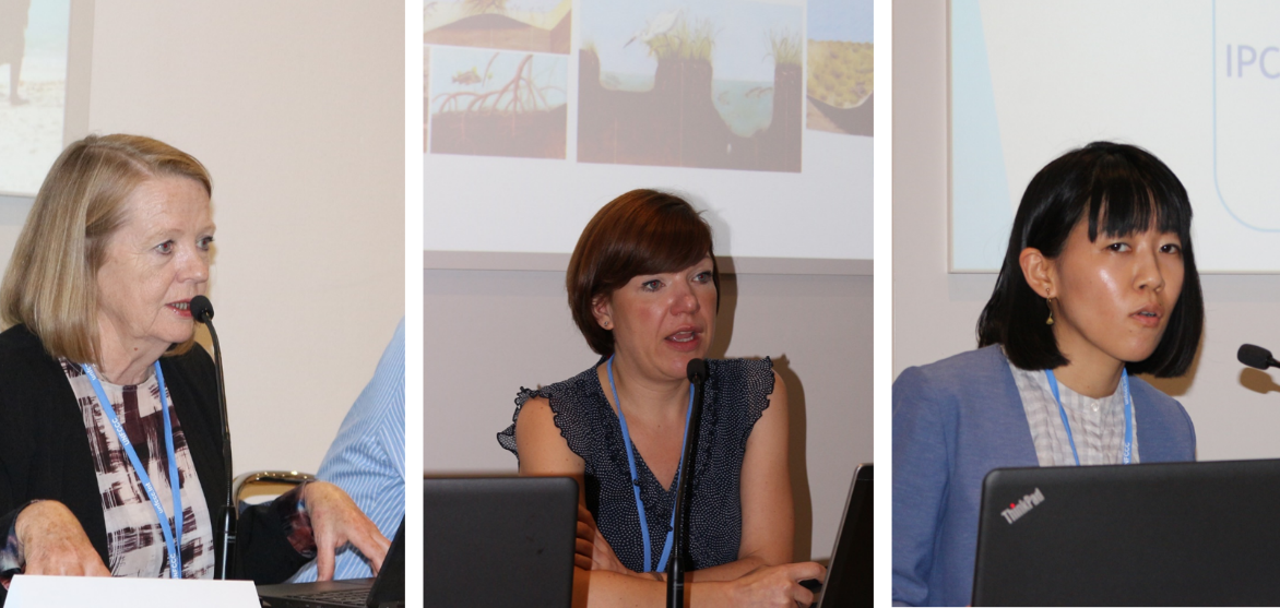 (Left) Carol Turley, Senior Scientist, Plymouth Marine Laboratory (PML)  (Center) Kirsten Isensee, Program Specialist, IOC/UNESCO  (Right) Mai Fujii, Research Fellow, Ocean Policy Research Institute o