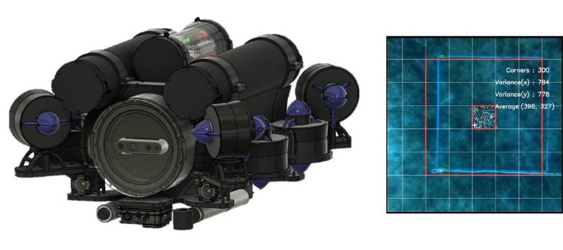 ■ Figure 1 ROV/REMONA and captured image of an observation target
