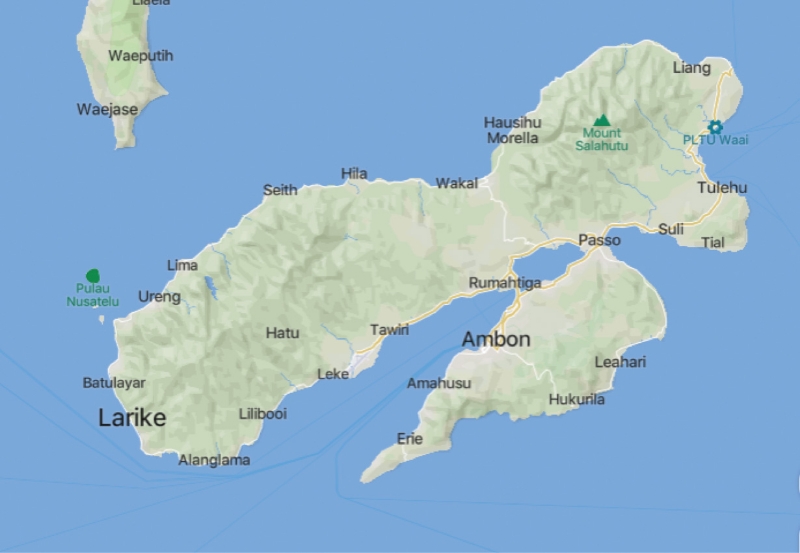 Figure1. The map of Larike Village and the site of Giant Eels’ pool