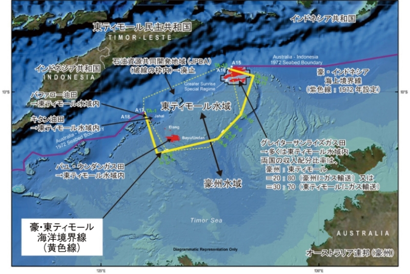 ■豪州・東ティモールEEZ境界線（2019年海洋境界条約）出所Department of Industry, Innovation and Science of Australia 資料を基にJOGMEC作成