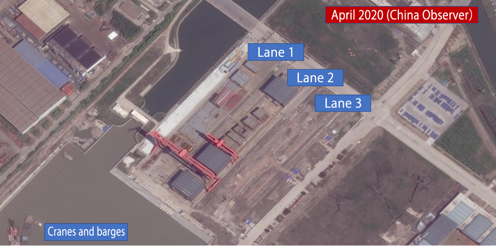 April 2020 (China Observer）, Lane 1, Lane 2, Lane 3, Cranes and barges