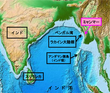 ミャンマーの周辺図